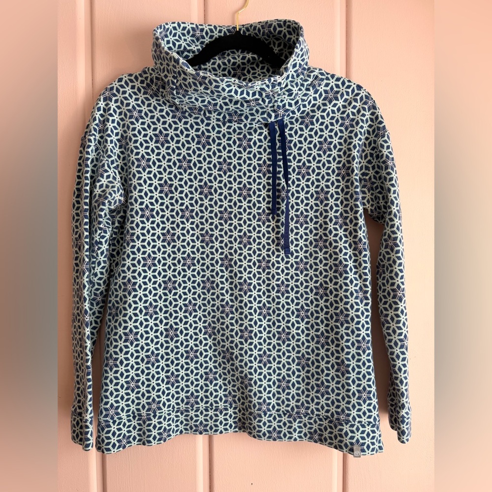 Talbots 100% Cotton Blue and Green Geometric Top sz SP